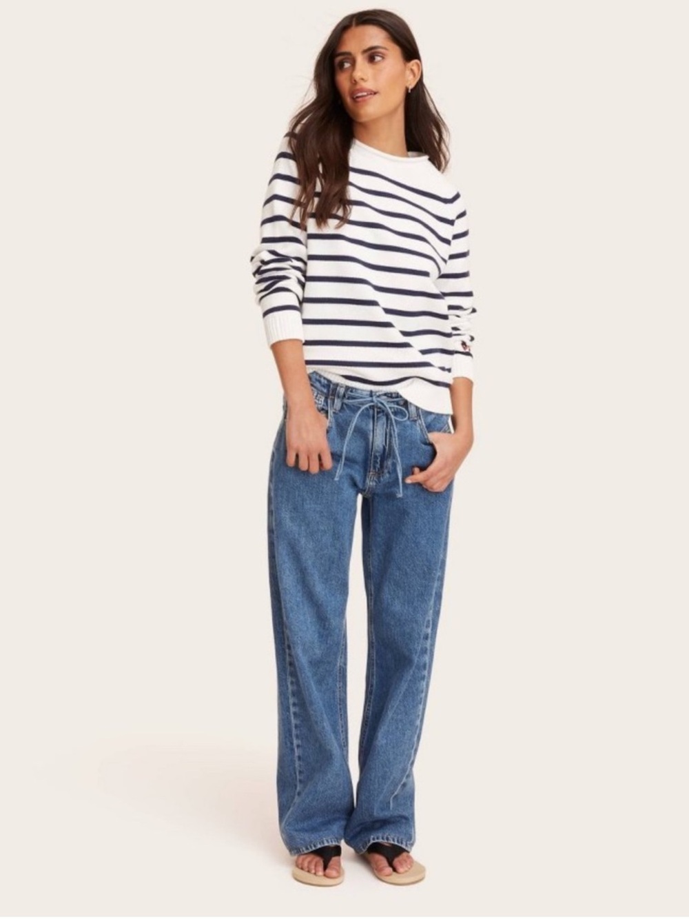 Parke x Target Mid Rise Drawstring Baggy Jeans Medium Wash 6 NWT - Picture 1 of 5